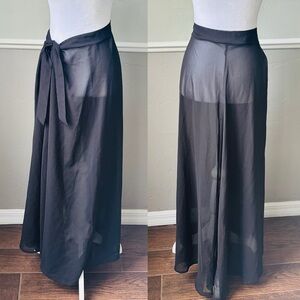 Black Wrap Bathing Suit Coverup with Tie Front